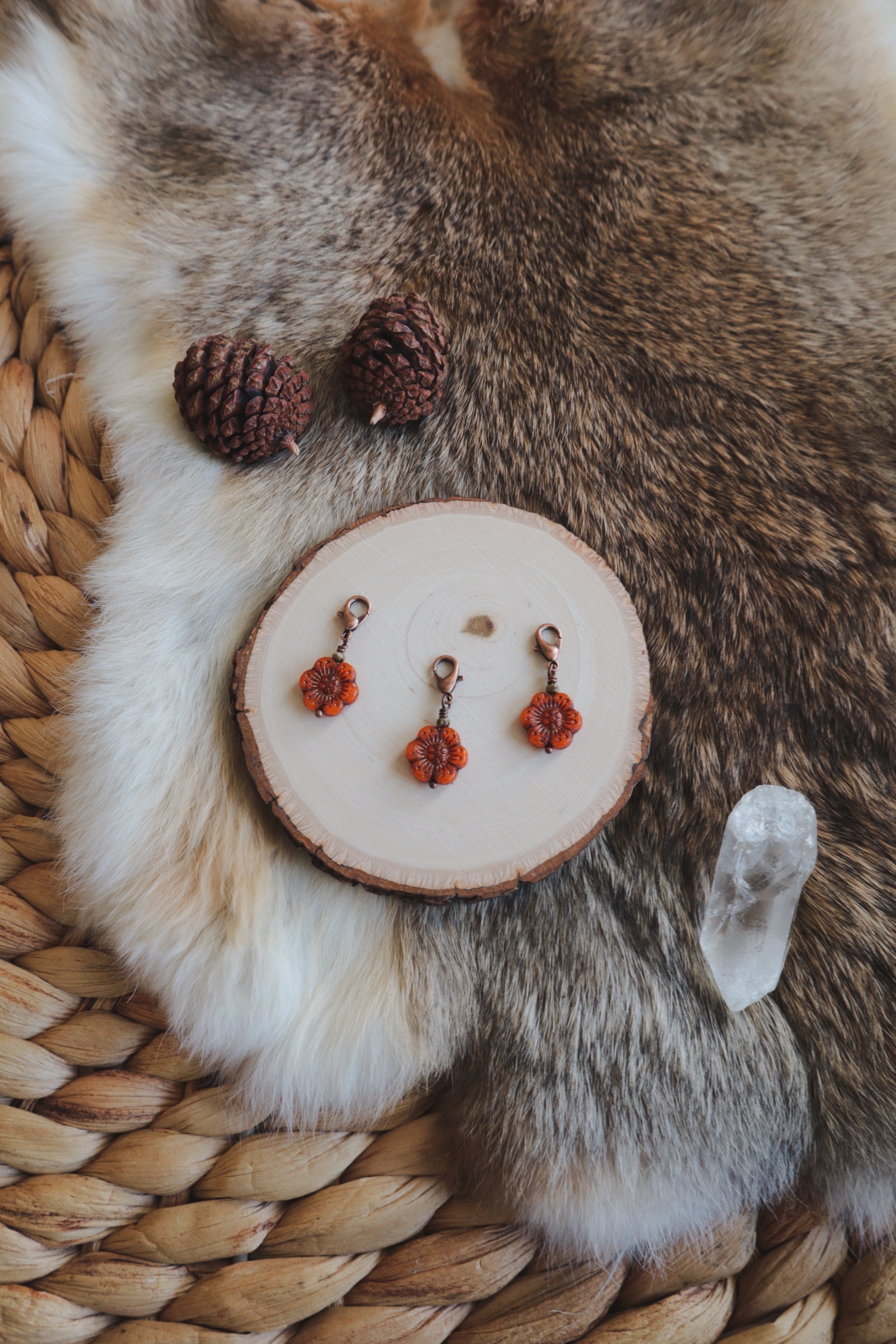 Orange Blossom // Czech Glass Progress Keeper Horse Feather Fiber Arts