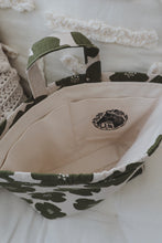 Load image into Gallery viewer, Green Floral // Medium Linen Project Bag