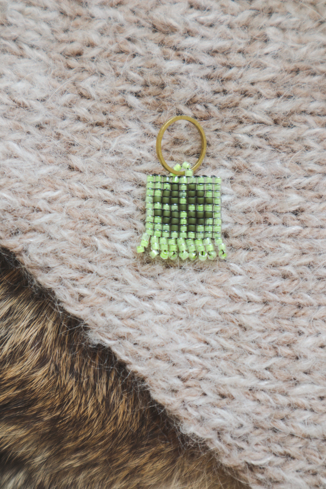 Neon Quilted Fringe Hand Beaded Stitch Marker
