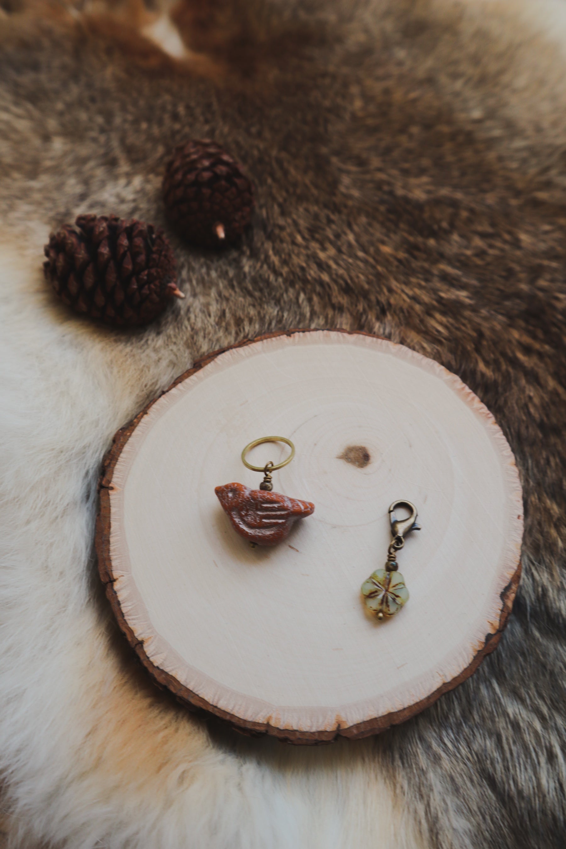 Bird + Yarrow Set // Deluxe Stitch Marker + Progress Keeper Horse