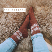 Load image into Gallery viewer, Quilty Cabin Socks // PDF Knitting Pattern