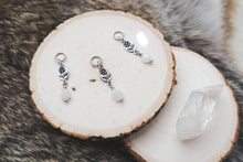 Load image into Gallery viewer, Moonstone + Silver Flower // Stitch Marker
